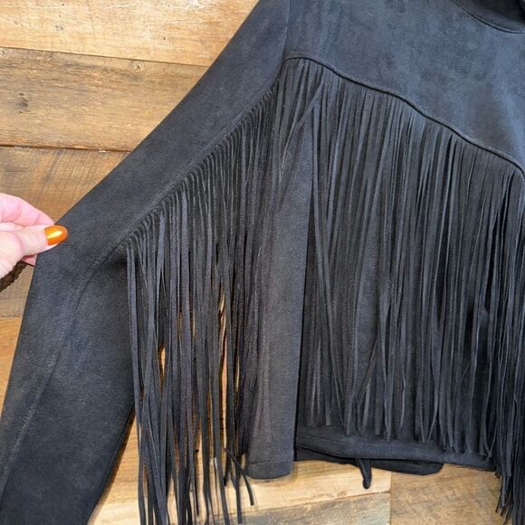 SHEIN Zip Up Fringe Trim Jacket sz 2 XS - Picture 8 of 15